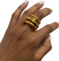 Unique Hammered Rings In Recycled Gold, Hand Cast Gold Fusion Jewelry, Gold Hand Cast Fusion Jewelry, Gold Brass Fusion Rings, Artisan Gold Ring With Hammered Detail, Artisan Gold Hammered Rings, Artisan Hammered Gold Rings, Ring Bands, Hand Molding