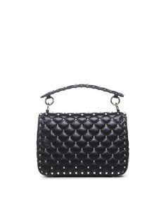 Garavani Rockstud Spike Foldover Top Crossbody Bag Studded Evening Shoulder Bag, Evening Shoulder Bag With Studs, Elegant Evening Shoulder Bag With Rivets, Studded Crossbody Bags For Everyday Use, Everyday Crossbody Bags With Studs, Luxury Studded Shoulder Bag, Leather Evening Bag With Rivets, Studded Evening Bag, Evening Leather Bag With Rivets