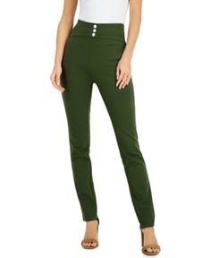 Lend a chic feel to your casual looks with these straight-leg pants from INC International Concepts. Approx. inseam: 31" High rise; straight leg Button fly Rayon/nylon/spandex Machine washable Imported Business Casual Stretch Bottoms With Button Closure, Stretch Bottoms With Button Closure For Business Casual, Stretch Pants With Button Closure For Business Casual, Versatile Fitted Green Pants, Spring Straight Leg Tight Pants, Spring Tight Straight Leg Pants, Tight Straight Leg Pants For Spring, Spring Stretch Pants With Button Zip Fly, Stretch Bottoms With Button Zip Fly For Fall