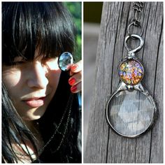 Handmade Kaleidoscope Necklace with Multicolored Opal Inset, Designed and Created by Louisiana Artisans in USA Kaleidoscope Jewelry, Jewelry Long Necklace, Kaleidoscope Images, Long Necklace Boho, Infinity Earrings, Stained Glass Jewelry, Best Gifts For Mom, Crystal Prisms, Figaro Chain