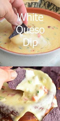 White Queso Dip is smoothflavorfulmade with real cheese and vegetablesThis spicycheesy dip is a perfect match for your tortilla chips. Easy White Queso Dip, Easy White Queso, Queso Recipe Easy, Doner Kebab, Best Appetizer Recipes