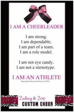 i am a cheerleader poem with pink and black ribbon