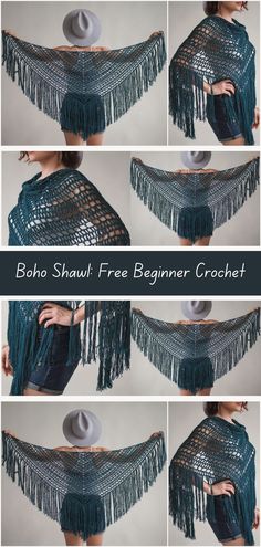 the instructions for how to crochet shawl with fringes and beads on it