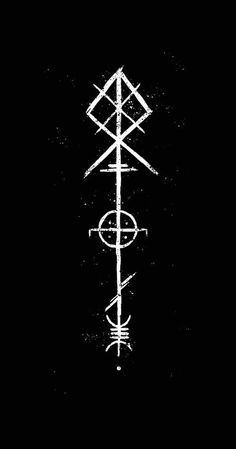 an image of a cross with arrows in the middle on a black background and white ink