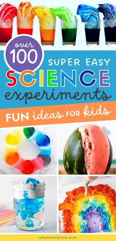 Easy Science Experiments for Kids | Use household materials and ingredients for these fun science projects that cover experiments with chemistry, candy, water, weather, life science, physics and states of matter. The best list! Science Ideas For Preschool, Fun Easy Science Experiments For Kids, Easy Diy Science Experiments For Kids, Chemistry Activities For Kids, Sunday School Science Experiments, Bible Science Experiments For Kids, Wacky Science Experiments For Kids, Kinder Science Experiments, Pre K Science Experiments