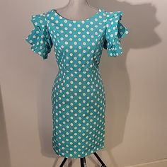 Sisjuly, Mint Green And White Polka Dot Dress, New With Tags, Size: L Fitted Polka Dot Summer Dress, Fitted Polka Dot Dress For Summer, Vintage Mini Dress In Polka Dot, Vintage Polka Dot Mini Dress, Summer Polka Dot Fitted Midi Dress, Summer Fitted Polka Dot Midi Dress, Fitted Polka Dot Midi Dress For Summer, Fitted Polka Dot Midi Dress For Brunch, Knee-length Polka Dot Dress With Ruffles