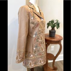 Unique In Every Way! This Embroidered Riding Jacket Is Gorgeous. Excellent New Condition. Heads Will Turn While You’re Wearing This Beauty! Smoke Free + Quick To Ship Fitted Long Sleeve Outerwear With Multicolor Embroidery, Spring Fitted Outerwear With Intricate Embroidery, Fitted Spring Outerwear With Intricate Embroidery, Spring Embroidered Fitted Blazer, Fitted Embroidered Spring Outerwear, Fitted Embroidered Long Sleeve Outerwear, Spring Fitted Outerwear With Multicolor Embroidery, Fitted Long Sleeve Embroidered Outerwear, Fitted Floral Embroidered Outerwear For Work