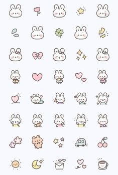 some cute little bunny stickers on a white background