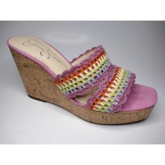 Brand New Beautiful Jessica Simpson Size 10 Multi Colorful Spring / Summer Knit Wedge Heel Sandals Casual Purple Sandals For Spring, Multicolor Wedge Heel Sandals With Woven Sole, Spring Pink Wedge Sandals With Woven Sole, Purple Platform Sandals For The Beach, Purple Platform Sandals For Beach, Purple Wedge Sandals For Summer Beach, Purple Wedge Sandals For Beach In Summer, Purple Summer Wedge Sandals For Beach, Casual Purple Wedge Sandals For Summer