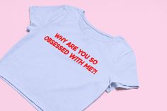 ** Shirt is a Flowy Fit, Snug Fit Crop Tops Available In Our Shop ** Why You So Obsessed With Me Crop Top | Cute Top | Y2K Clothing | Trendy Top | Graphic Shirt | Cute Gift | Girl Shirt | Girl Crop Top | Comfy Top to Lounge in! Actual item may be lighter/darker than pictured. M A T E R I A L S - 100% RING SPUN COTTON - Flowy Fit - Shoulder Taping S I Z I N G - Size chart is available on our listing photos. S H I P P I N G  &  P R O D U C T I O N  T I M E - Mock-Ups are delivered within 24hrs aft Funny Crop Tops, Flowy Crop Top, Trendy Crop Tops, Graphic Crop Top, Girls Crop Tops, Y2k Clothing, Trendy Top, Workout Crop Top, Girl Shirt