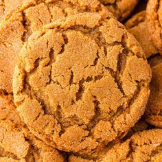 a pile of ginger cookies sitting on top of each other in front of the camera