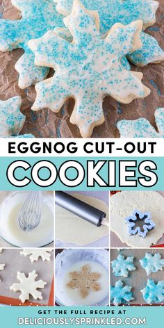 Super easy Christmas cookies with eggnog glaze! Your Christmas dessert ideas won't be complete without them. Finished with colored sprinkles, these frosted Eggnog Cut-Out Cookies are a fun holiday baking recipe! Chocolate Marshmallow Cookies, Chocolate Chip Shortbread Cookies, Eggnog Cookies, Cut Out Cookie Recipe, Toffee Cookies, Snowflake Cookies, Eggnog Recipe, Simple Food, S'mores