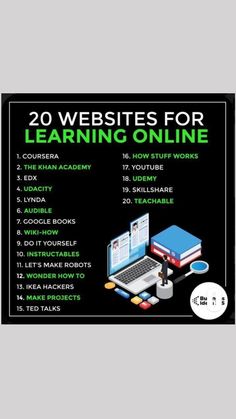 there is a poster with the words 20 web sites for learning online