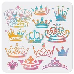 watercolor crown cliparts for scrapbooking and paper crafts - set of 12