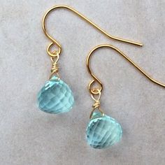 New Earrings Aquamarine Faceted Onion Shape Hydro Quartz, Approx 8 Mm 18k Gold Plated Stainless Steel Ear Wires Earrings 0.9”L Total With Hooks Handcrafted In Us Brand Bundle Up And Save Even More. Fast Shipping Please Review My Other Handcrafted Artisan Jewelry On Sale Everyday Blue Jewelry With Matching Earrings, Blue Briolette Jewelry With Matching Earrings, Turquoise Briolette Earrings As A Gift, Blue Topaz Earrings With Ear Wire For Gifts, Blue Topaz Ear Wire Earrings As Gift, Dainty Blue Gemstone Earrings, Gold Drop Earrings With Blue Topaz, Turquoise Briolette Earrings For Gift, Handmade Gold Earrings With Blue Topaz