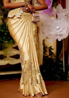 Maya Sari Traditional Embellished Pre-draped Saree For Festive Season, Traditional Draped Sequin Dress, Festive Draped Sequin Dupatta, Wedding Embellished Pre-draped Saree In Chinon, Glamorous Pre-draped Saree With Resham Embroidery For Reception, Glamorous Sequined Pre-draped Saree For Festivals, Traditional Embellished Tissue Silk Pre-draped Saree, Designer Draped Sequin Lehenga, Sequined Draped Lehenga