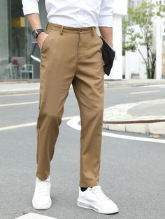 Beige Khaki Pants Outfit Men, Brown Pant Outfits Men, British Khaki Pants Outfit Men, Men’s Khaki Pants Outfit, Khaki Trousers Outfit Men, Tan Pants Outfit Men, Khaki Pants Outfit Men Casual, Light Brown Trousers Outfit, Khaki Chinos Men Outfits