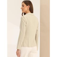 This linen blazer strikes the perfect balance between casual and sophisticated style. With its relaxed fit and notch lapel, it adds a touch of refinement to any outfit while still maintaining a laid-back vibe. The one-button design of this suit jacket makes it incredibly versatile. It can be dressed up for formal occasions or paired with jeans or skirts for a more casual look. Women's Suits, Blazer Beige, Casual Suit, Linen Blazer, Button Design, Womens Clothing Sizes, Sophisticated Style, Formal Occasion, Suits For Women