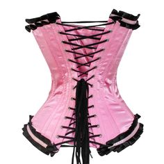 This Hot Pink Over Bust Satin Steel Boned Corset is an optimal choice for waist compression, body contouring, and restrictive lacing. The satin material is celebrated for its luxurious feel, polished finish, and sleek texture. Boasting a dazzling and lustrous exterior, this corset is sure to stand out. This corset provides excellent spinal support for the lower, middle, and lumbar regions of the back. Additionally, wearing it regularly in the workplace can enhance posture. Hot Pink corset top Fe Pink Strapless Corset With Boning, Satin Underbust Corset Dress With Corset Back, Satin Underbust Bodice, Elegant Fitted Pink Corset, Pink Fitted Underbust Corset, Fitted Pink Underbust Corset, Fitted Underbust Pink Corset, Satin Corset Belt With Boned Bodice, Elegant Underbust Corset With Satin Finish