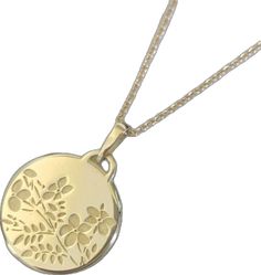 Delicate Gold Flower Necklace With Round Pendant, Gold Plated Necklace With Flower Charm Pendant, Gold Plated Necklace With Flower Charm And Round Pendant, Gold Necklace With Flower Charm Round Pendant, Gold Plated Necklaces With Flower Pendant, Gold Necklace With Oval Pendant And Flower Charm, Yellow Gold Delicate Chain Pendant Necklace, Gold Necklace With Flower Charm On Oval Pendant, Yellow Gold Flower Charm Necklace With Round Pendant