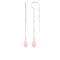 "Beautiful Pink Opal threader earrings. Being October Birthstone, these earrings makes a wonderful jewelry gift for an October Birthday. Handmade by BoutiqueBaltique. Matching necklace: https://etsy.me/3tqUB7q M A T E R I A L S: * natural pink opal * dangling from: thread-through or U-shape threaders * 14k Gold Filled / 14k Rose Gold Filled / Sterling Silver / 14k Solid Gold * our beautiful branded gift box SIZE: * pink opal: 8-9 mm Tall * earrings: - 1 3/4\" (4,5 cm) - on U-shape threaders - 3\ Pink Long Drop Earrings As Gift, Pink Sterling Silver Briolette Earrings, Pink Briolette Earrings As Gift, Pink Briolette Earrings For Gift, Pink Briolette Earrings For Pierced Ears, Pink Briolette Sterling Silver Earrings, Pink Opal Earrings, Tiffany Stone, Earrings Opal