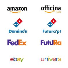 four different logos with the words fedex, futura and ebay on them