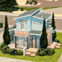 Sims 4 Tiny House Exterior, Eco House Exterior, Tiny Home Sims 4, Tiny House Sims 4, Sims 4 Eco House, Exterior Sims 4, Sims 4 Tiny House, Anime Houses, Sims 4 Builds