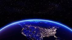 the earth is lit up at night from space