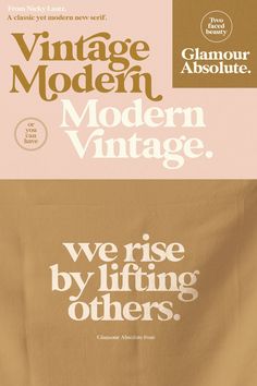 three different types of typogramic typefaces, including the words modern vintage and