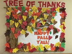 the tree of thanks is decorated with paper leaves