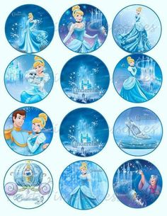 disney princess plates with the names of each character and their respective characters in blue dresses