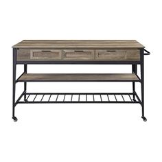 an industrial style coffee table with two drawers