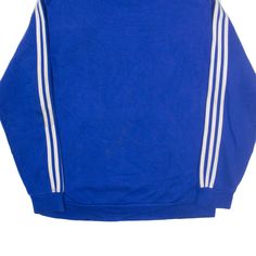 Item is in used condition. Small mark to front and sleeve. Missing drawstring. >Size: M >Armpit To Armpit: 24" >Armpit To Cuff: 21" >Collar To Hem: 27" Blue Sweats For Streetwear During Sports Season, Blue Sportswear Top With Three Stripes, Sportswear Hoodie With Three Stripes And Crew Neck, Three Stripes Crew Neck Sportswear Hoodie, Fleece Hoodie With Three Stripes For Streetwear, Fleece Sweatshirt With Three Stripes For Sports, Blue Cotton Sports Sweats, Blue Cotton Sweats For Sports, Three Stripes Branding Fleece Sweatshirt For Streetwear