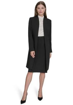 Featured in a sleek and sophisticated silhouette, this long jacket from Halston is a sharp way to complement your formal style. | Halston Women's Pintuck Long Jacket, Black, 12 Long Jacket, Suit Separates, Formal Style, Pin Tucks, Suit Jacket, Sleek, Clothes For Women, Clothes, Black