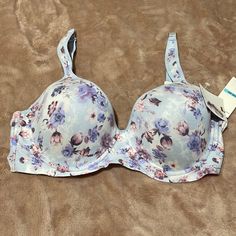 Jessica Simpson 40c Floral Bra With Padded Straps , Molded Cups, Secure 3 Prong Back Hooks, Nwt And Perfect T Shirt Bra Clean Beauty Contemporary Farmhouse New With Tags Spring Summer Winter Fall Athletic Supportive Clean Free Of Rips Stains Holes And Smells Light Blue Underwire Bra For Spring, Spring Light Blue Underwire Bra, Spring Light Blue Bra With Padded Cups, Spring Light Blue Padded Bra, Fitted Blue Bra With Floral Print, Fitted Blue Floral Print Bra, Blue Padded Bra For Spring, Floral Bra, Contemporary Farmhouse