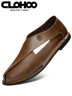 CLOHOO Branded Handmade Men's Comfortable Soft Bottom Leather Sandals, Casual And Versatile For Summer Light Brown     Plain    Men Shoes, size features are:Bust: ,Length: ,Sleeve Length: Mens Leather Sandals Handmade, Light Brown Plain, Leather Chappals, Mens Pants Fashion Casual, Leather Sandals For Men, Light Beach, Brown Plain