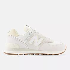 574, WL574NO2 Casual New Balance Shoes, Everyday Sneakers Women Casual, Cute New Balance Shoes, New Balance 574 White, New Balance 574 Womens, New Balances, Bts Outfits, Lifestyle Sneakers