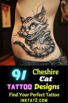 the back of a woman's stomach with an image of a cat on it