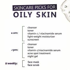 Night Face Routine, Daily Face Care Routine, Best Skincare Brands, Skincare Routine Order, Oily Skin Routine, Routine For Oily Skin