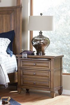 Thornton Two Drawer Nightstand - Chapin Furniture Aspen Home, North Carolina Furniture, Aspen House, Door Chest, Panel Bed, Bottom Shelf, Bedroom Furniture Sets