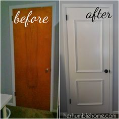 before and after photos of a door with the words, before and after written on it