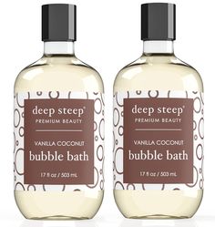 PRICES MAY VARY. *This is a 2-PACK. Contains 2, 17 Ounce Bottles* Indulge in a lavish spa-like experience from the comfort of your own home with Deep Steep's Vanilla Coconut Bubble Bath, which emits a delightful and cozy aroma that fills your bathroom. Vanilla Coconut is a sweet and tropical scent that combines the warm, comforting aroma of vanilla with the fresh and fruity scent of coconut. Vegan, Gluten Free & Cruelty Free. Our Bubble Bath never contains sulfates, SLS, parabens, dyes petroleum Vanilla Coconut Scent, Vanilla And Coconut Perfume, Coconut And Vanilla Perfume, Vanilla And Coconut Body Care, Vanilla Coconut Philosophy, Burr Basket, Tropical Scent, Moroccan Argan Oil, Vanilla Coconut