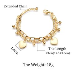 Gold Chain Link Heart Bangle Bracelet For Women Stainless Jewelry Brand Name: Genuine-GemstoneBracelets Type: Chain & Link BraceletsGender: WomenMetals Type: Stainless SteelStyle: TrendyMaterial: MetalChain Type: Link ChainItem Type: BraceletsShape\pattern: HeartClasp Type: LOBSTERMaterial: Stainless SteelGender: Women/Ladies/Girls/Wife/Friend/Lover/MomOccasion: Daily Wear/Party/Gift/engagement/AnniversaryStyle: Heart BraceletsQuality: High QualityBracelets Type: Bangles Luxury Bracelets With Stainless Steel Clasp As Gift, Unique Luxury Chain Bracelet As Gift, Luxury Chain Bangle Jewelry, Luxury Heart Pendant Bracelets For Women, Luxury Heart-shaped Chain Bracelet Gift, Luxury Gold Heart Bracelet In Sterling Silver, Luxury Women's Heart Pendant Bracelets, Luxury Bangle Chain Bracelet Gift, Luxury Heart-shaped Chain Bracelet For Women