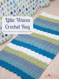 the little waves crochet rug is on display