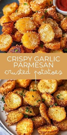 Crispy, garlicky, and cheesy—these Garlic Parmesan Crusted Potatoes will be your new favorite recipe! 😍🧄 Perfectly seasoned and roasted to a golden crunch, they're ideal as a snack or side dish. Get ready to impress your family and friends with this viral hit! Save for your next gathering. #GarlicParmesan #PotatoRecipe #CrispyPotatoes #FoodieFavorites #EasySideDish 🌟🥔 Parmesan Crusted Potatoes Oven Baked, Garlic Parmesan Sweet Potatoes, Parmesan Baked Potatoes, Crusted Potatoes, Crispy Parmesan Potatoes, Parmesan Crusted Potatoes, Garlic Parmesan Potatoes