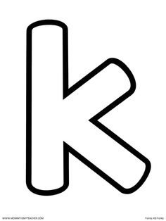 the letter k is shown in black and white