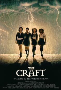 the craft movie poster with three girls standing in front of a lightning storm and rain