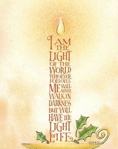 a cross with holly leaves and the words i am the light of the world