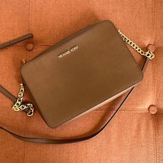 Michael Kors Crossbody Bag. Camel Color With Gold Accents. Brand New With Tags. Michael Kors Brown Soft Leather Shoulder Bag, Michael Kors Brown Bag With Chain Strap, Crossover Bags, Brown Crossbody Bag, Bags Michael Kors, Michael Kors Crossbody Bag, Black Crossbody Purse, Small Crossbody Purse, Brown Crossbody