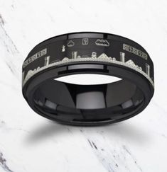 Spinning Engraved Super Mario Bros Pixel Level Game Black Tungsten Carbide Ring- 8mm Black Tungsten Carbide Ring, Wooden Jewelery, Super Mario Games, Black Tungsten Rings, Game Black, Black Tungsten, Tungsten Carbide Rings, Mario Bros., Wolfram